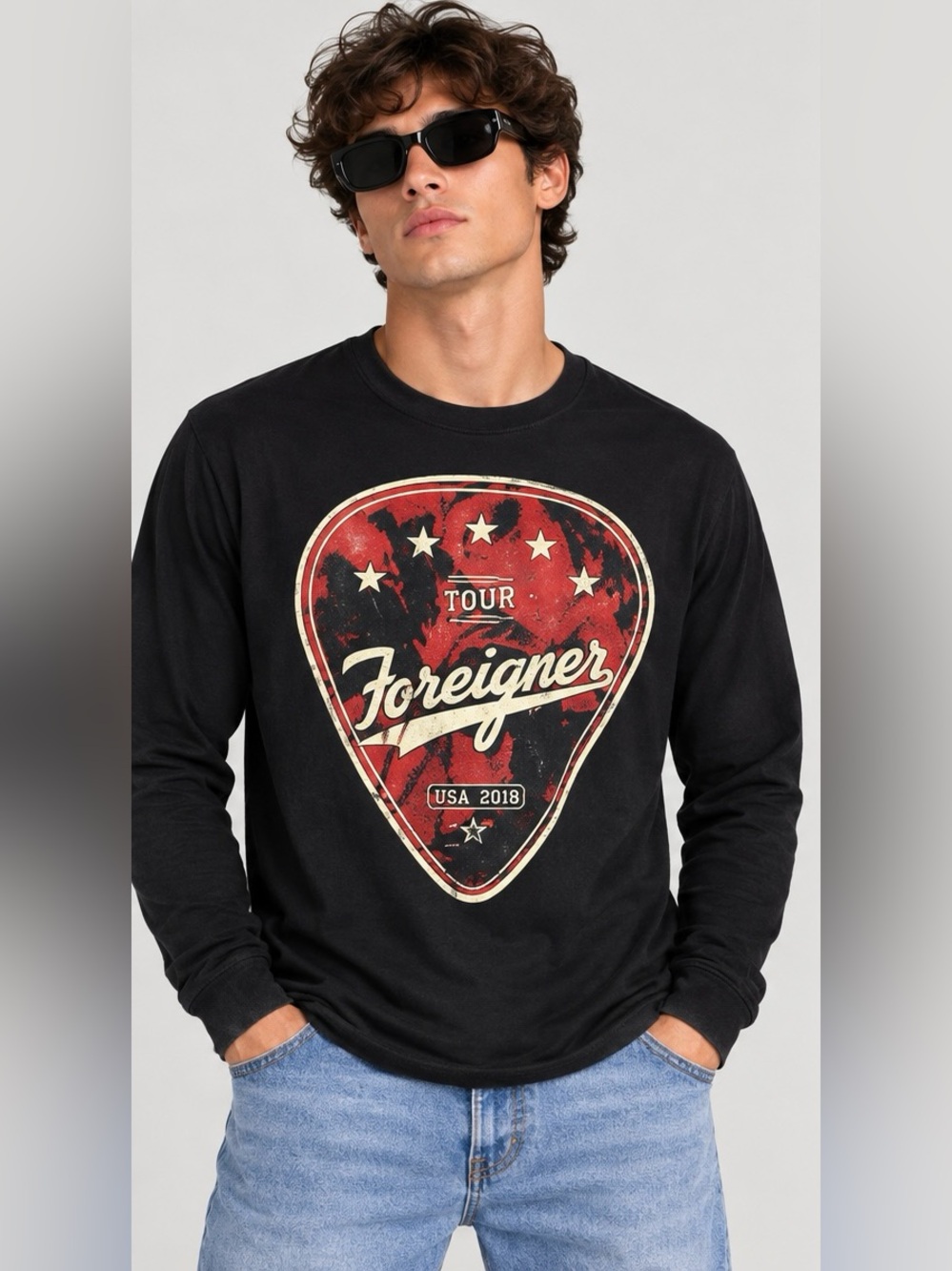 FOREIGNER USA 2018 Tour Long Sleeve Graphic Tee – Size S – NEW